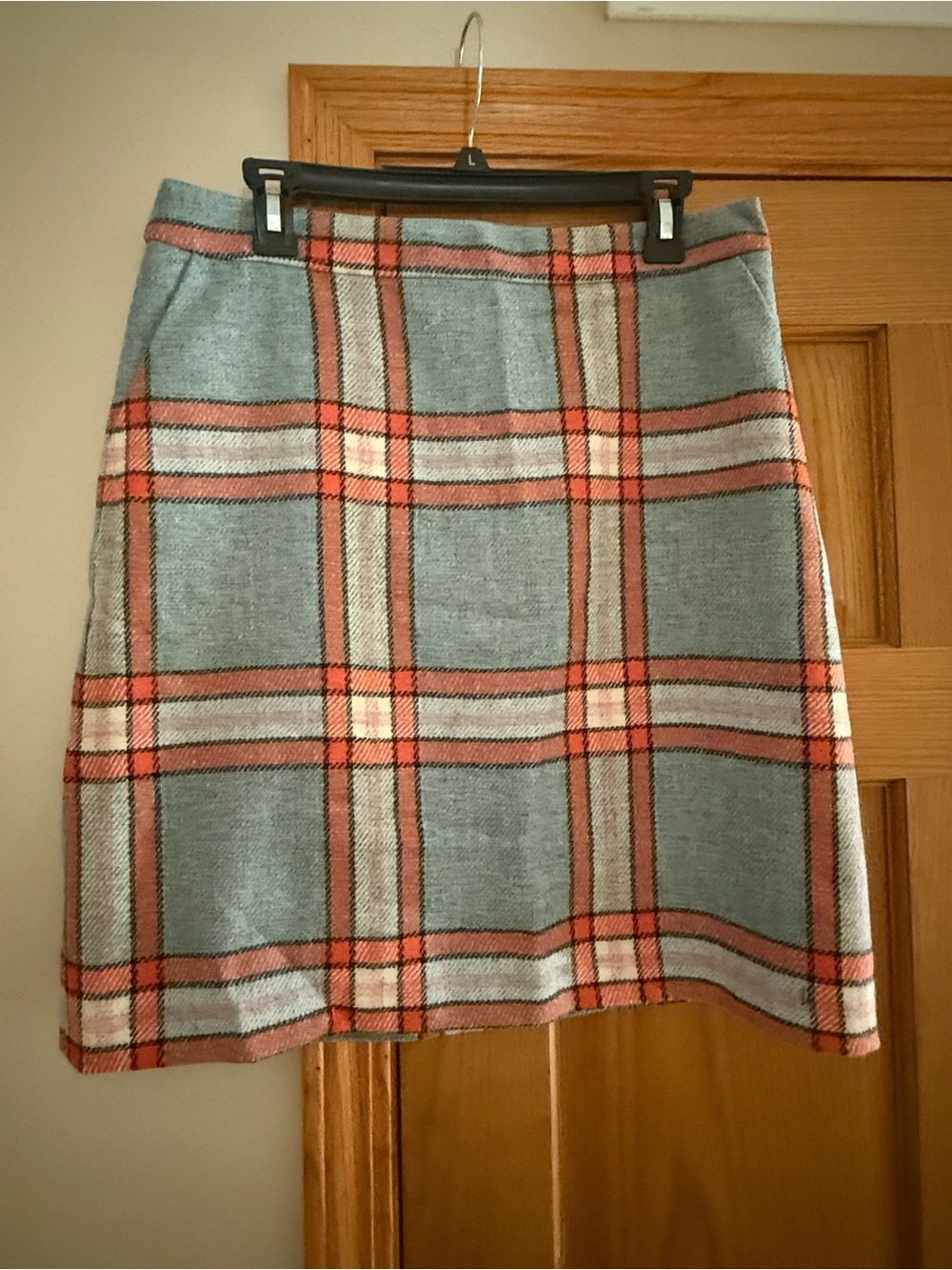 Boden Plaid A-Line Skirt in  Blue and Coral